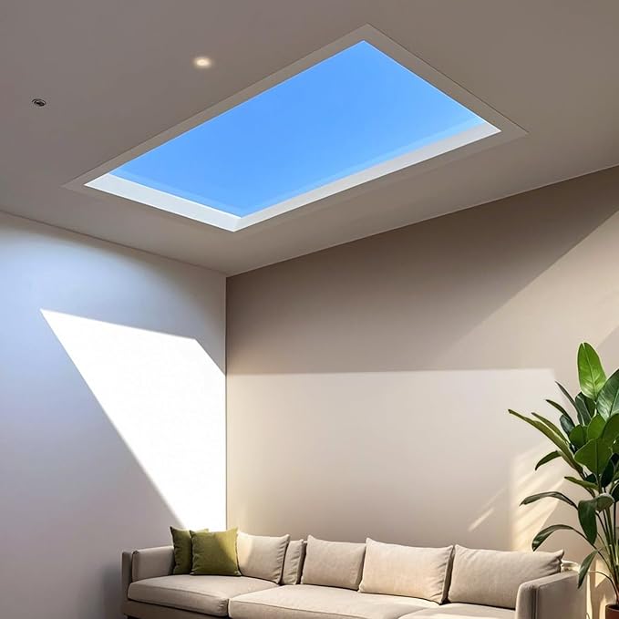 4x1 Ft Smart Blue Sky Light Ceiling Lamp, APP Control and Biological Rhythm Simulate Sunlight Irradiation, Artificial Skylight for Living Room, Bathroom, Office (4x1 Ft)