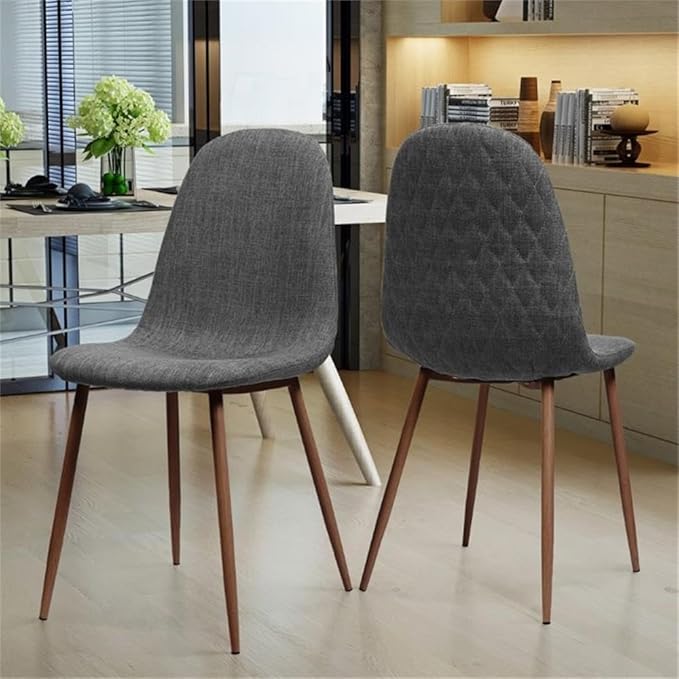 Great Deal Furniture Noble House Caden Mid Century Fabric Dining Chair in Light Gray (Set of 2)