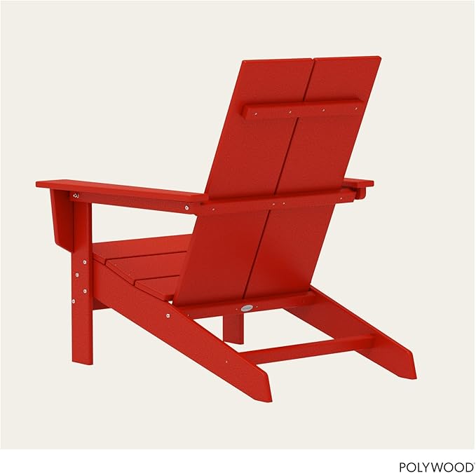 POLYWOOD Contemporary Modern Oversized Adirondack Chair in Sunset Red