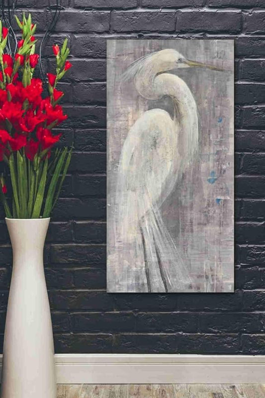 Epic Graffiti 'Coastal Egret I Legs' by Albena Hristova, Canvas Wall Art, 20"x40"