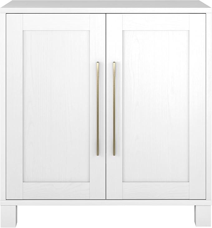 Henn&Hart 28" Wooden Accent Cabinet, Modern Sideboard Buffet Cabinet with 2 Doors and an Adjustable Shelf for Living Room, Dining Room, Bedroom or Entryway, Cloud White
