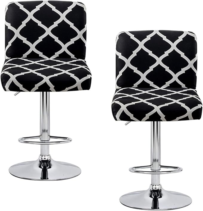 Levoberg Bar Stools Cover Set of 2 Printed Armless Swivel Barstools Slipcovers with Backs Stretch Square Counter Height Bar Stools Covers Mid Low Back Chair Cover for Kitchen Dining Room Bar #1