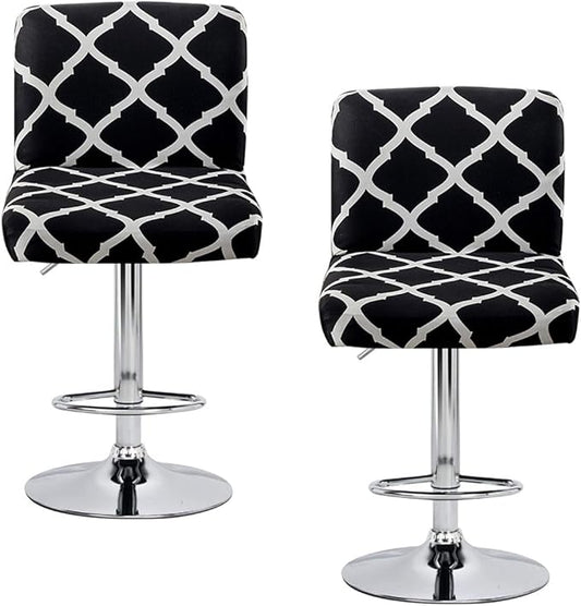 Levoberg Bar Stools Cover Set of 2 Printed Armless Swivel Barstools Slipcovers with Backs Stretch Square Counter Height Bar Stools Covers Mid Low Back Chair Cover for Kitchen Dining Room Bar #1
