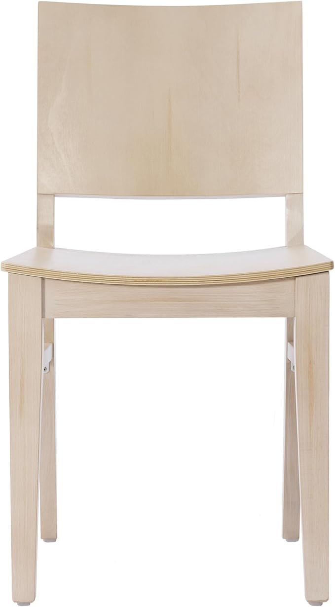 Flash Furniture Naples Commercial Solid Wood Dining Chair, Curved Backrest, Sturdy Mortise and Tenon Construction, Set of 2, Antique White