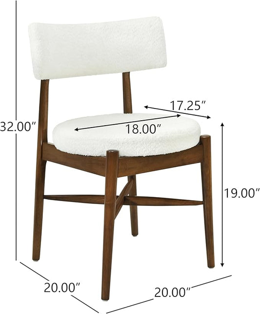 Christopher Knight Home Ebany Dining Chairs Set of 2, Boucle Kitchen Chair, Upholstered Curved Backrest Accent Chair, Rubberwood X Shaped Frame, Dining Room Chair for Cafeteria Home, Beige+Brown