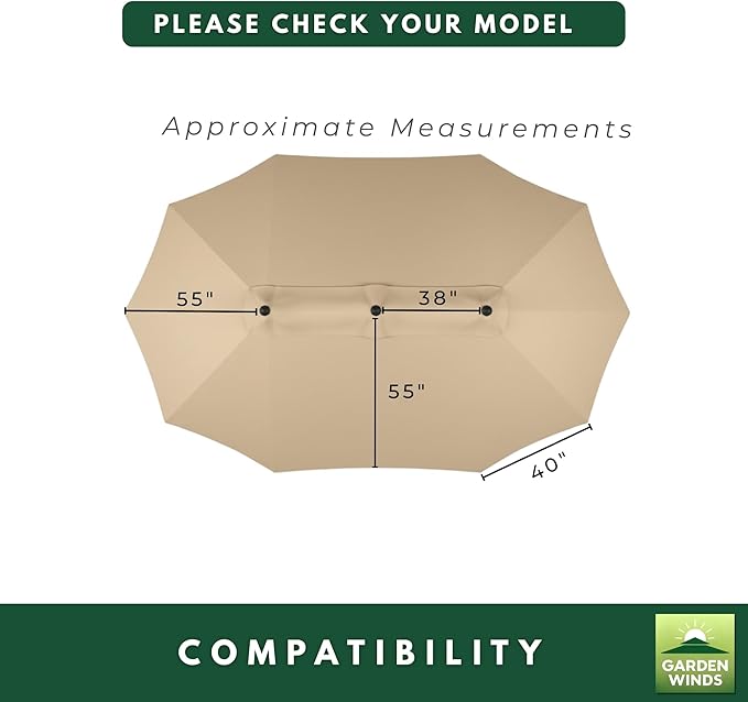 Garden Winds Reinforced RipLock 350 Replacement Canopy Top Cover Compatible with The Phi Villa, Aecojoy, PatioFestival, AbcCanopy, Kozyard 15' Triple Tier Umbrella Models - A701007300, Pf18259, UB02, KZUM15NAV - Slate Gray