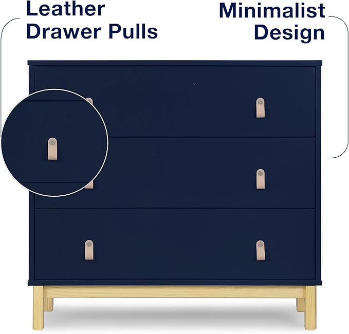 GAP babyGap Legacy 3 Drawer Dresser with Leather Pulls, Navy/Natural