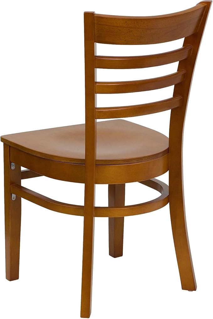 Flash Furniture 2 Pack HERCULES Series Ladder Back Cherry Wood Restaurant Chair