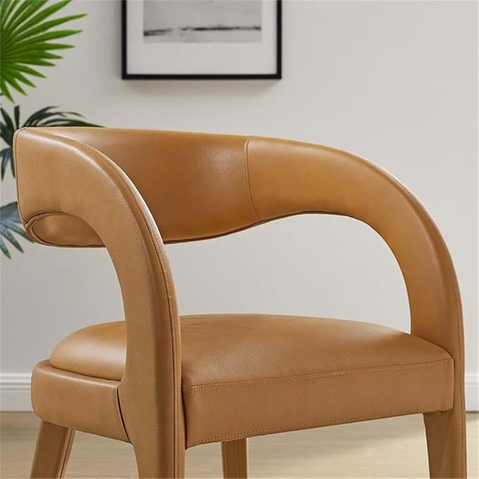 Modway EEI-6561-TAN Pinnacle Vegan Leather Dining Chair Set of Two, Tan