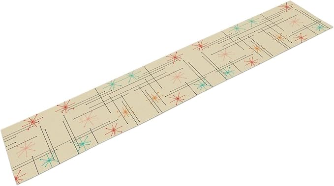 Mid Century Table Runne Retro Abstract Geometric Modern Diamond Atomic Star 1950S 1960S Coffee Table Decoration for Kitchen Dining Room Holiday Party Family Gatherings Decor 13x90in