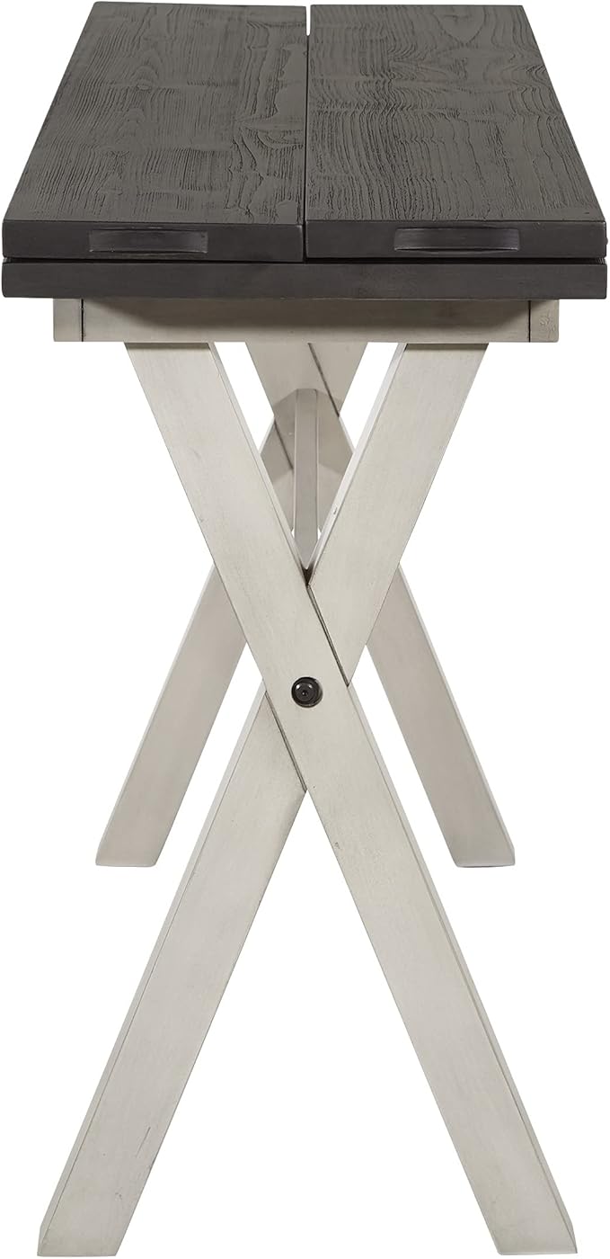 OSP Home Furnishings Kristen Flip-Top Expanding Desk to Dining Table, Charcoal Finish