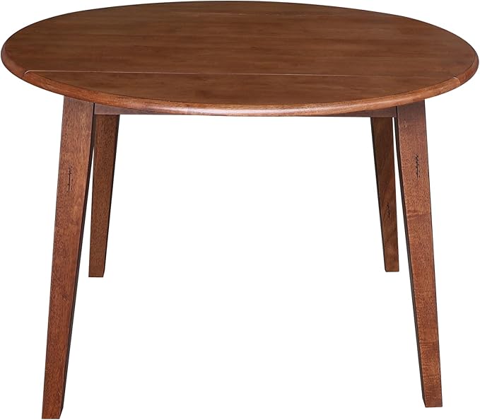 IC INTERNATIONAL CONCEPTS 42" Round Solid Wood Dual Drop Leaf Table in Distressed Oak