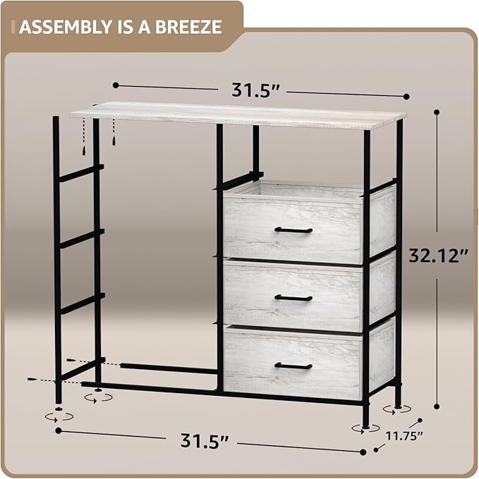 Sorbus Dresser with 8 Faux Wood Drawers - Chest Organizer Unit with Steel Frame Wood Top & Handle Easy Pull Fabric Bins for Clothes - Storage Furniture for Bedroom, Hallway, Living Room & Closet