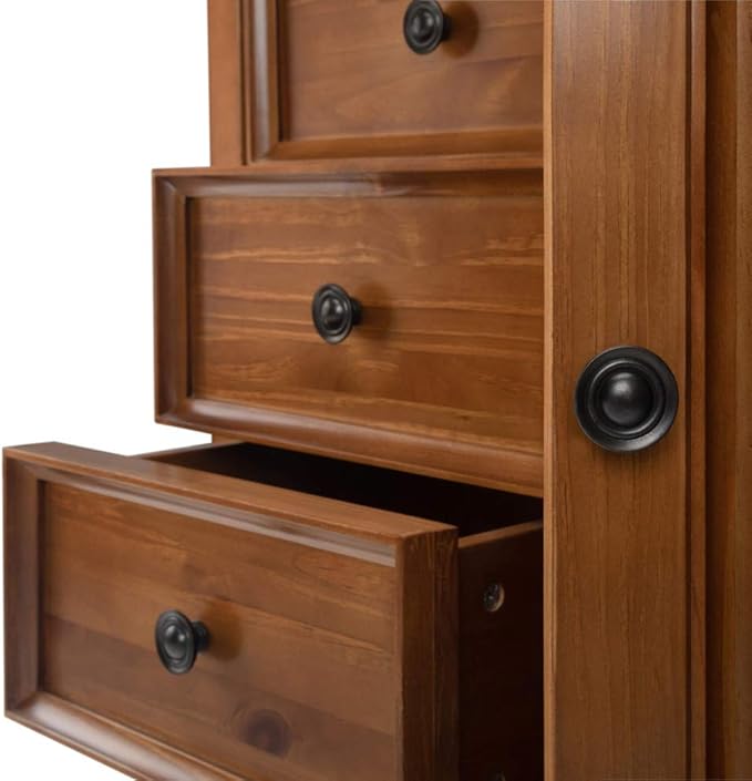 SIMPLIHOME Amherst SOLID WOOD 37 Inch Wide Transitional Medium Storage Cabinet in Light Golden Brown, with 4 Functional Drawers, 1 Door, 2 Adjustable Shelves