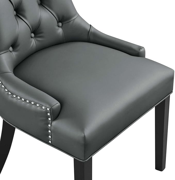 Regent Tufted Vegan Leather Dining Chair in Gray