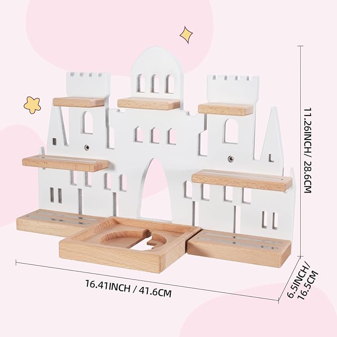 Tonie Shelf for Toniebox, Castle Tonie Shelf,Tonie Figures Tonie Storage,Magnetic Wooden Floating Shelves Compatible with Tonie Box Player Character for Kids Room (White)