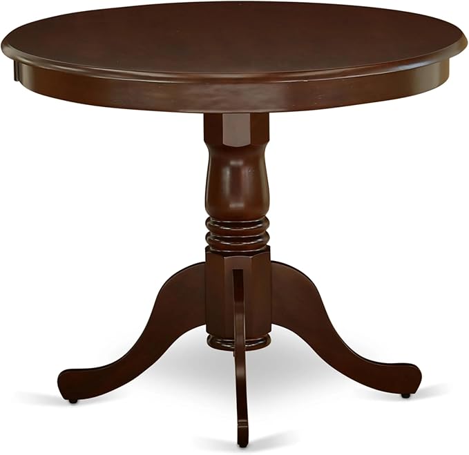 East West Furniture ANBO3-MAH-W 3 Piece Dining Set Contains a Round Kitchen Table with Pedestal and 2 Dining Chairs, 36x36 Inch, Mahogany
