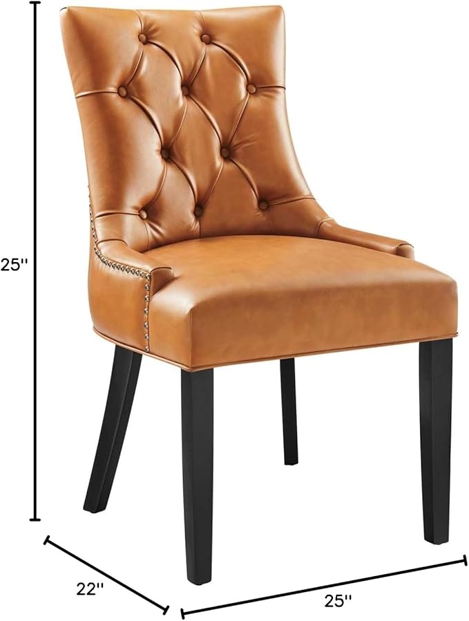 Regent Tufted Vegan Leather Dining Chair in Tan