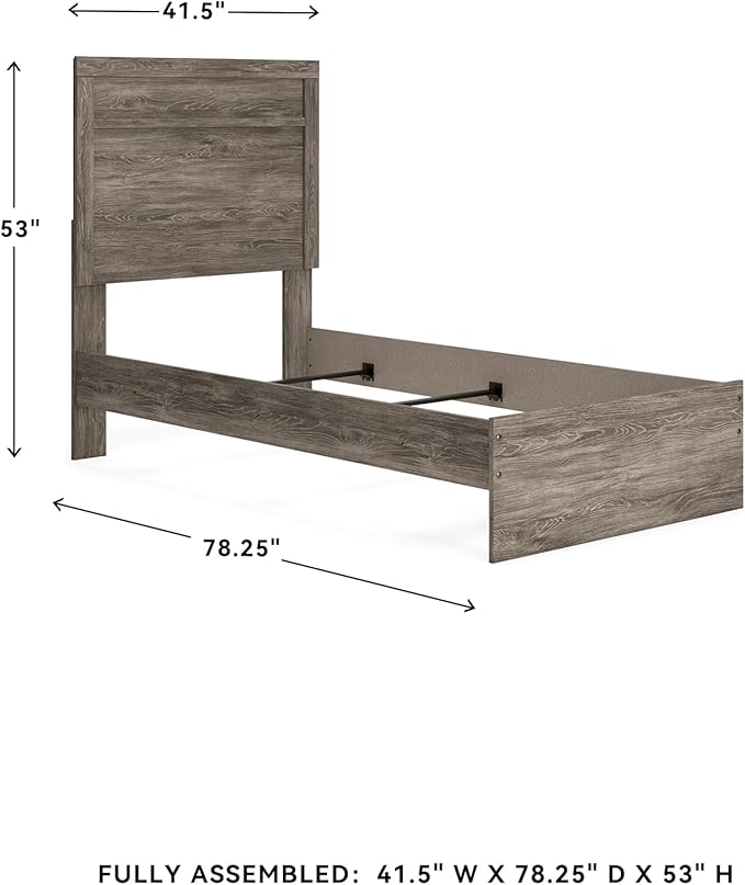 Signature Design by Ashley Ralinksi Rustic Twin Panel Bed, Foundation or Box Spring Needed, Light Gray