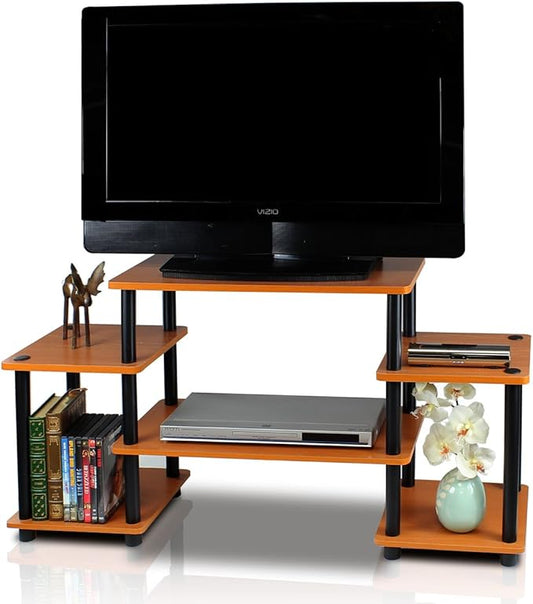 Furinno No Tools Tube Entertainment Center, Light Cherry/Black, Square Corner