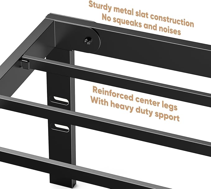 DUMOS Twin Size Bed Frame - Metal Platform Bed Frame Mattress Foundation with Steel Slat Support, No Box Spring Needed, Storage Space Under Base, Easy Assembly, Black