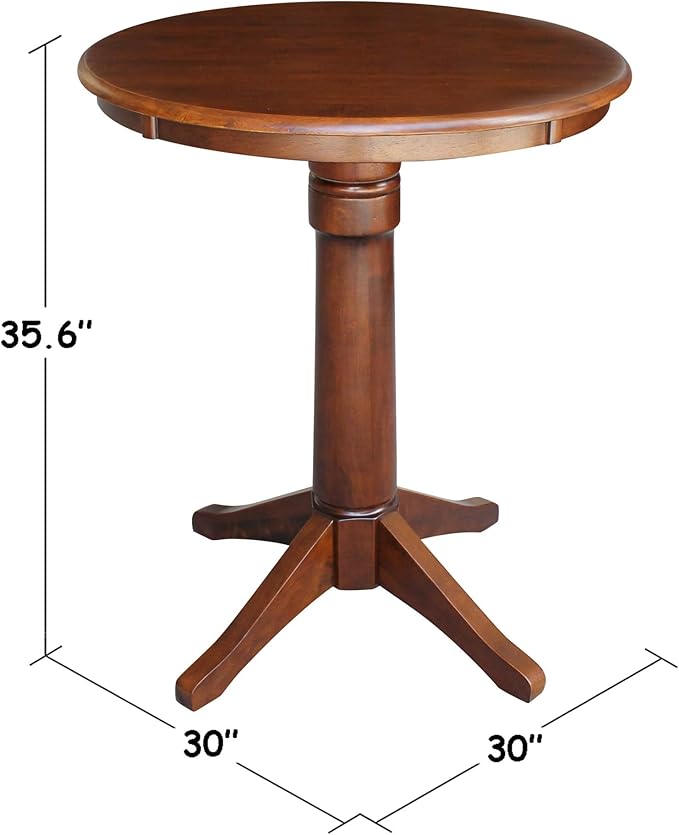 International Concepts 30" Round Top Pedestal Table-34.9" H Dining Table, Espresso