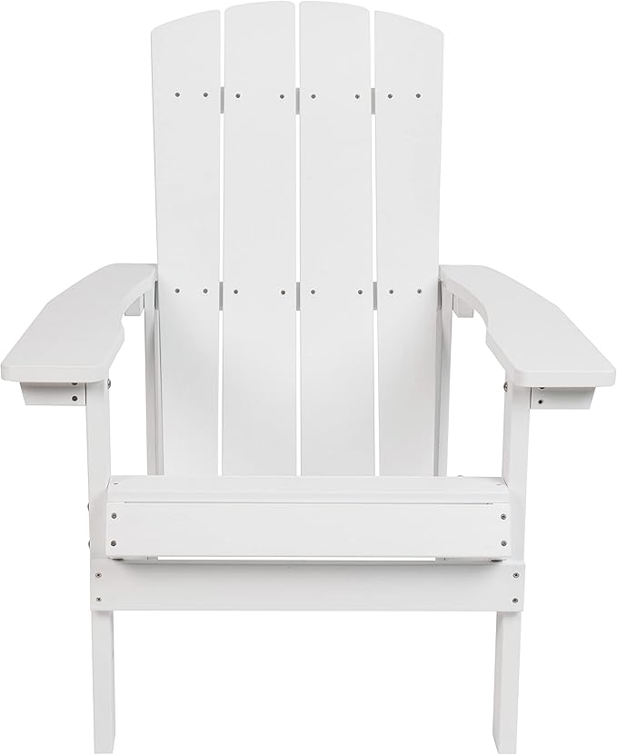 Flash Furniture Charlestown Poly Resin Adirondack Chair - White - All Weather - Indoor/Outdoor - Set of 2