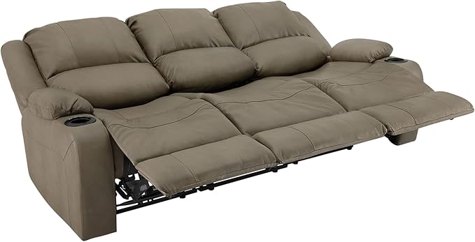 RecPro RV Recliner Charles 80" Powered Triple Wall Hugger | Drop Down Console | RV Furniture with 2023 Updated Fabric (Putty)