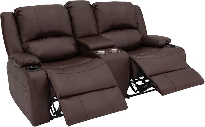 RecPro Charles 70" Powered Double RV Wall Hugger Recliner Sofa | Loveseat | RV Furniture with 2023 Updated Fabric (Mahogany)