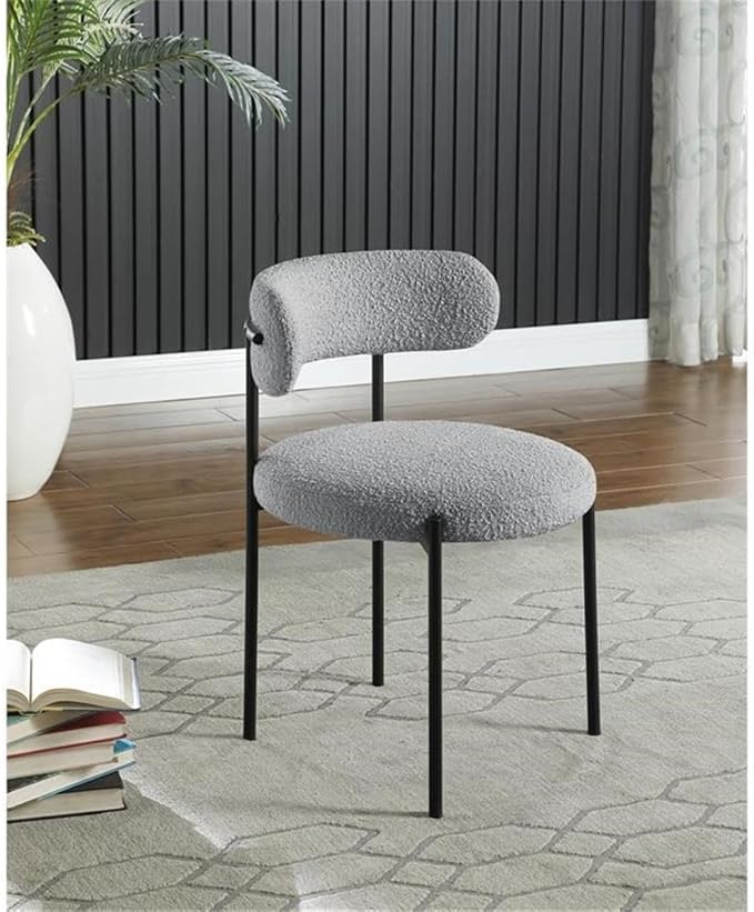 Meridian Furniture Beacon Grey Boucle Fabric Dining Chair
