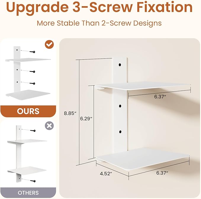 Invisible Bookshelf for Wall, 4 Tier Floating Bookshelf Made of Heavy Duty Metal, Vertical Spine Book Tower Hanging Wall Bookshelf, Floating Book Shelves for Wall, 2 Pack White