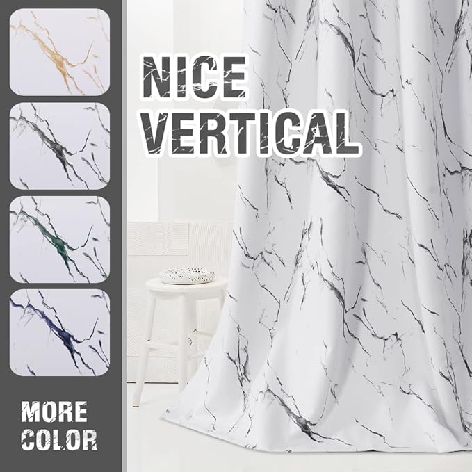 H.VERSAILTEX 100% Blackout Curtains 84 inch Length 2 Panels Set Marble Designs Printed Drapes Thermal Curtains for Bedroom with Black Liner Sound Proof Curtains, Grey