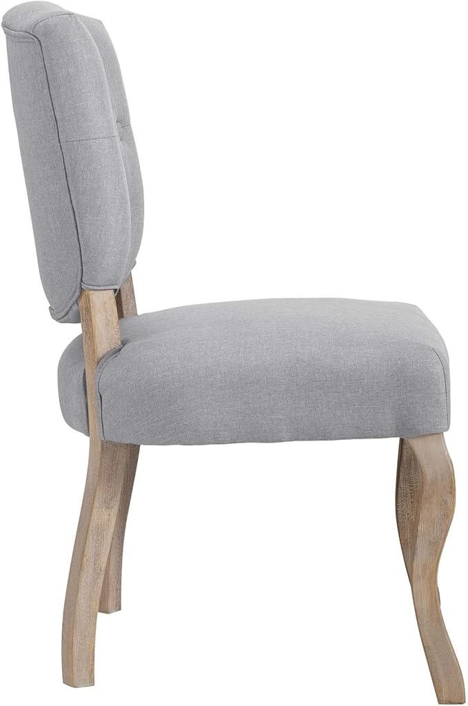 Modway Array French Vintage Tufted Upholstered Fabric Four Dining Chairs in Light Gray