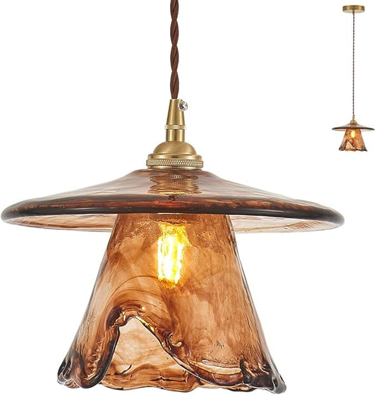 YLONG-ZS Vintage Pendant Light,Glass Kitchen Island Light Fixtures,Modern Brass Gold Hanging Lights for Kitchen Island,Dining Room,Bedroom,Living Room