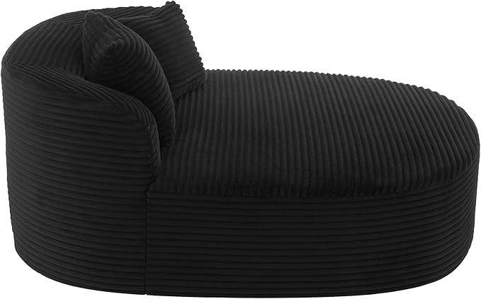 51.6-Inch Fluffy Corduroy Boneless Sleeper Daybed Oversized Single Recliner Foam Cloud Lounge Chaise,Floor Cloud Sofa Chaise W/2 Toss Pillows for Bedroom Living Room