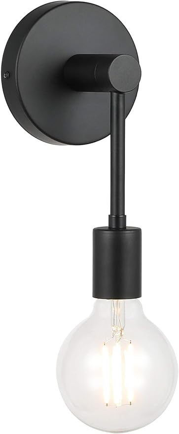 XiNBEi Lighting Wall Sconce Single 1 Light Sconces Wall Light with LED Bulb, Black Vanity Light for Bathroom Hallway Bedroom XB-W1234-1-MB-G30
