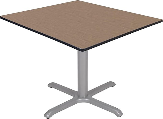 Regency Cain Large 48 in. Square X-Base Breakroom Table- Noble Oak Top, Grey Legs