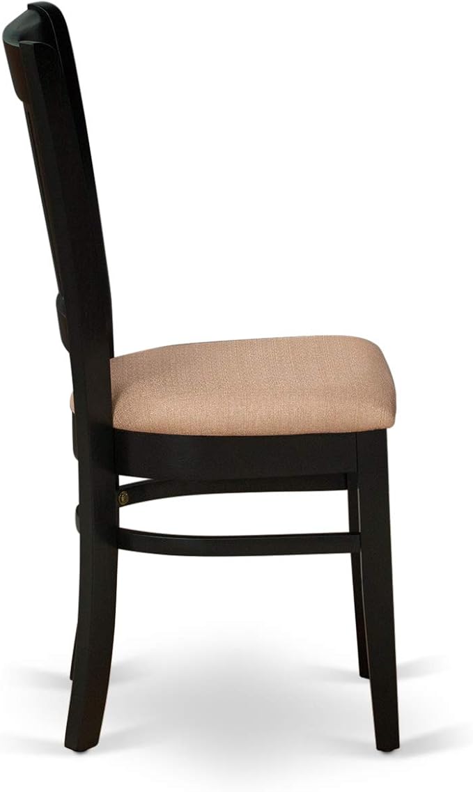 East West Furniture ANVA5-BLK-C 5 Piece Dining Room Furniture Set Includes a Round Dining Table with Pedestal and 4 Linen Fabric Upholstered Chairs, 36x36 Inch, Black