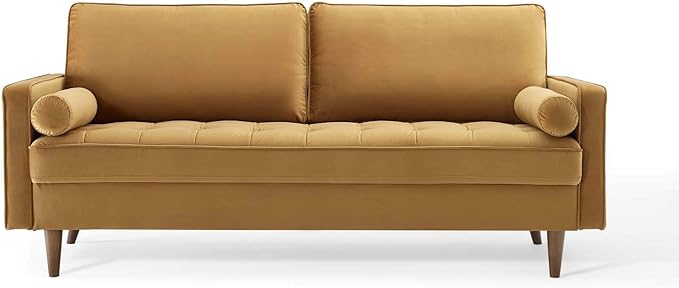 Modway EEI-3764-COG Valour Performance Velvet Sofa, Cognac