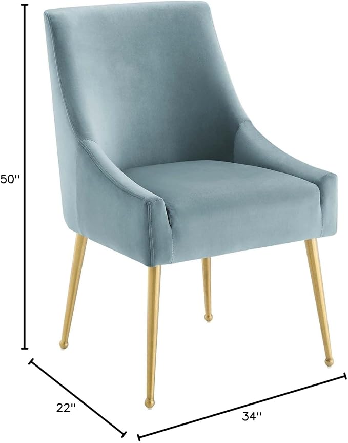 Modway Discern Upholstered Performance Velvet Dining Chair Set of 2, Light Blue