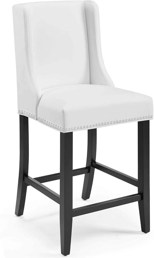 Modway Baron Faux Leather Upholstered Dining Counter-Height Bar Stool in White