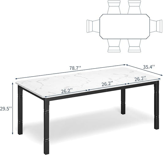 Garvee 78 in Large Industrial Dining Table for 6-8, Kitchen Table with Heavy Duty Metal Legs, Wood Desk with Chamfer Corner for Dining Room, Kitchen, Living Room, Easy Assembly