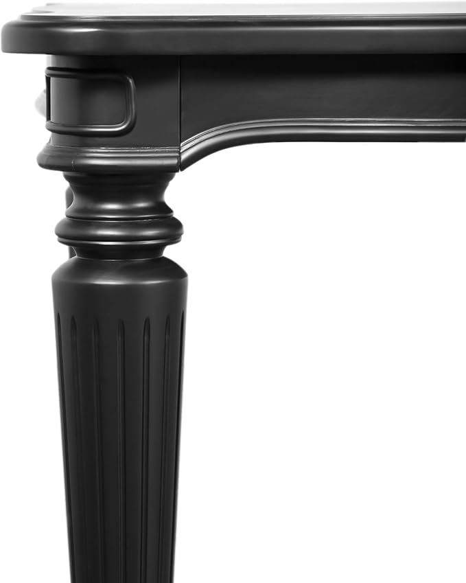 Furniture of America Seabliss Glam Solid Wood 84-inch Dining Table with Turned Fluted Legs, Seats up to 6, for Home, Kitchen, Living Room, Black