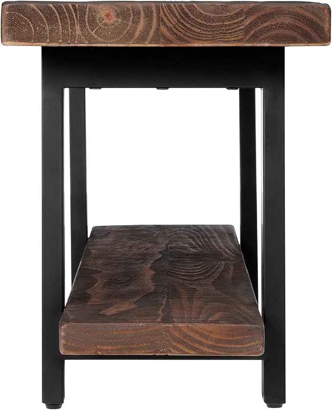 Alaterre Furniture Pomona Entryway Organizer – Modern Rustic 48-Inch Solid Wood Bench & Wall Mounted Coat Hook Set – Space-Saving Mudroom & Hallway Storage for Jackets, Bags & Shoes (Rustic Brown)