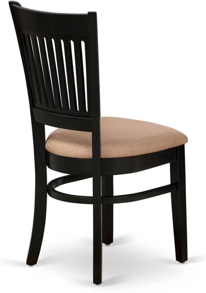 East West Furniture ANVA5-BLK-C 5 Piece Dining Room Furniture Set Includes a Round Dining Table with Pedestal and 4 Linen Fabric Upholstered Chairs, 36x36 Inch, Black