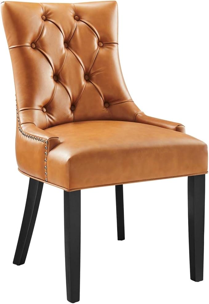 Regent Tufted Vegan Leather Dining Chair in Tan