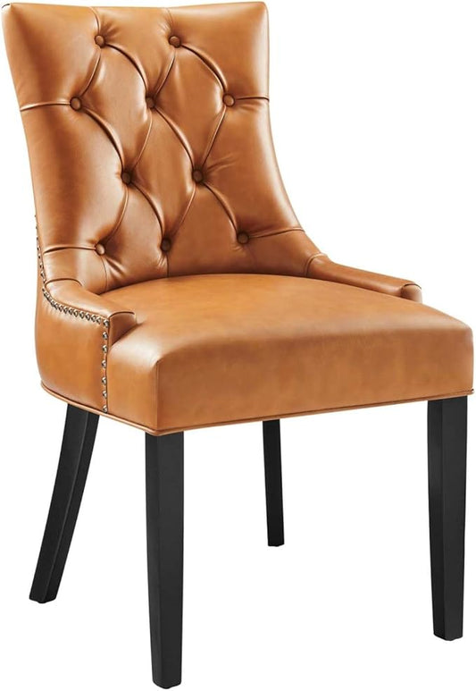 Regent Tufted Vegan Leather Dining Chair in Tan