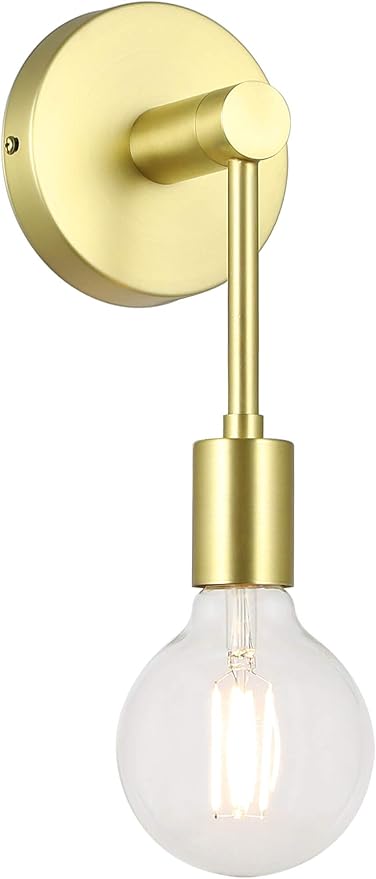 XiNBEi Lighting Bathroom Sconce, Modern Brass Sconces Wall Lighting Single Vanity Light Fixture for Mirror Living Room (LED Bulb Included)