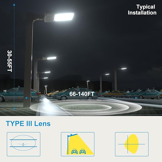 Lightdot 600W LED Parking Lot Light Arm Mount Parking Lot Lighting 90000Lm 5000K Dusk to Dawn LED Shoebox Lights for Outdoor Parking Lot Driveway Yard 30-65Ft Height Pole -2Pack 7Yrs Warranty