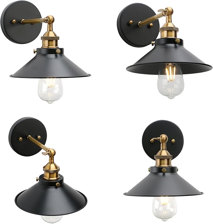 Phansthy Industrial Wall Sconce Vintage Style 1-Light Sconce 8.1 Inches / 20.5 cm Diameter Metal Light Shade (Antique)